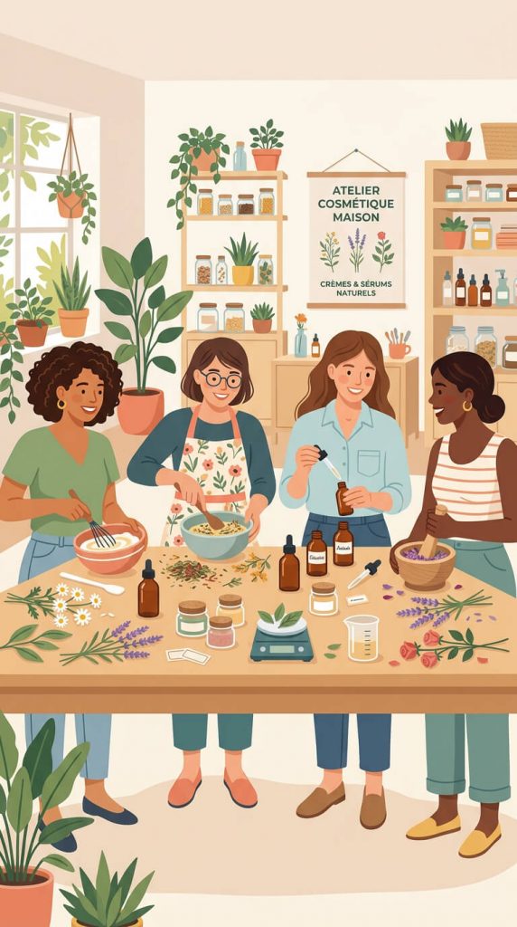 Illustration de femmes à un atelier de confections de produits DIY