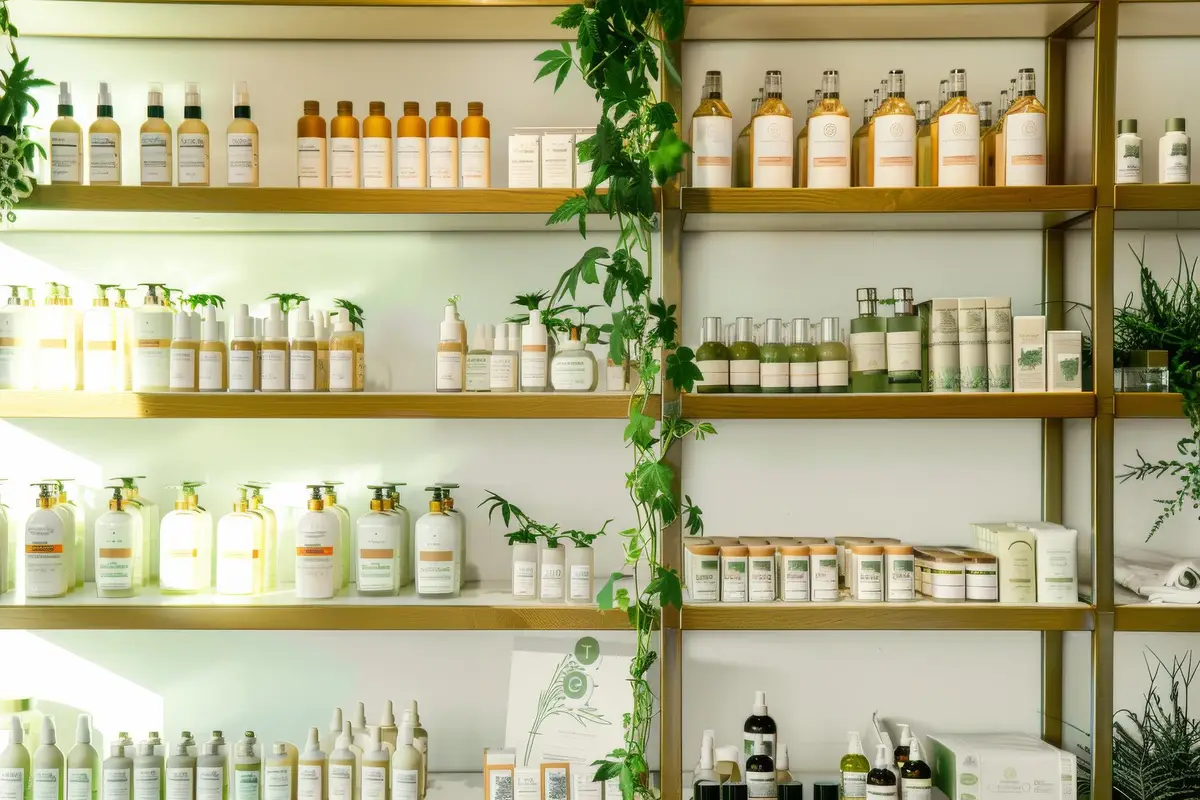 magasins cosmétiques bio étagères produits naturels