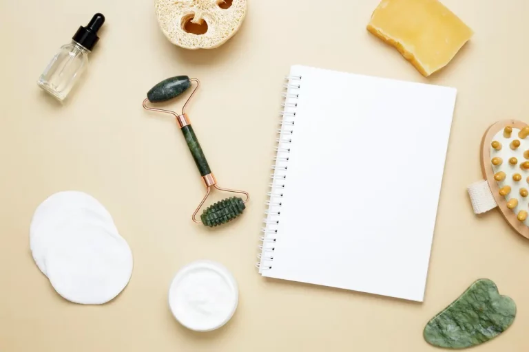 skincare routine flatlay